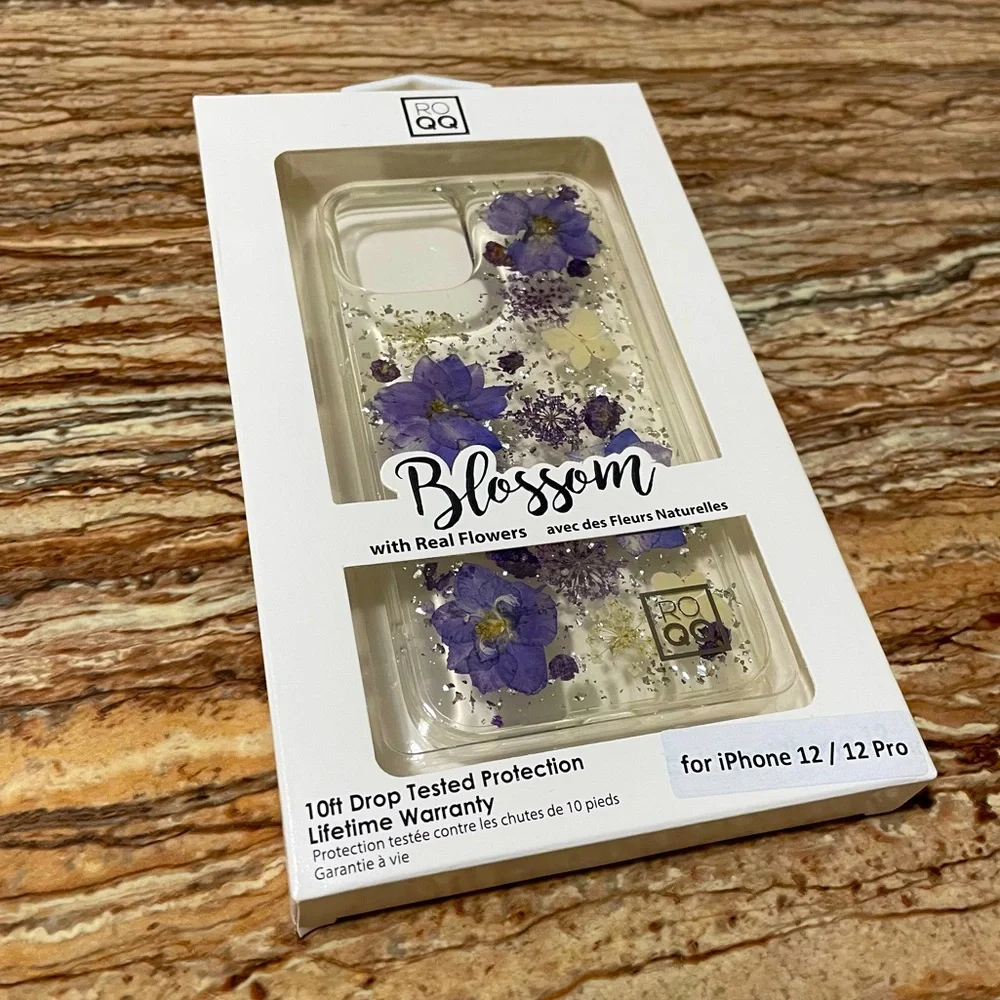Purple Floral Phone Case Protective Shell Compatible with Apple iPhone 12/12 Pro